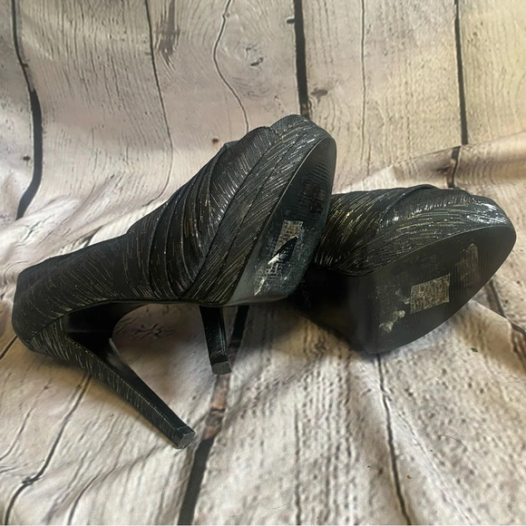Women’s Aldo Disco Diva Black Silver Metallic Peep Toe Platform Heels‎ 40 Size 9 - Picture 10 of 14